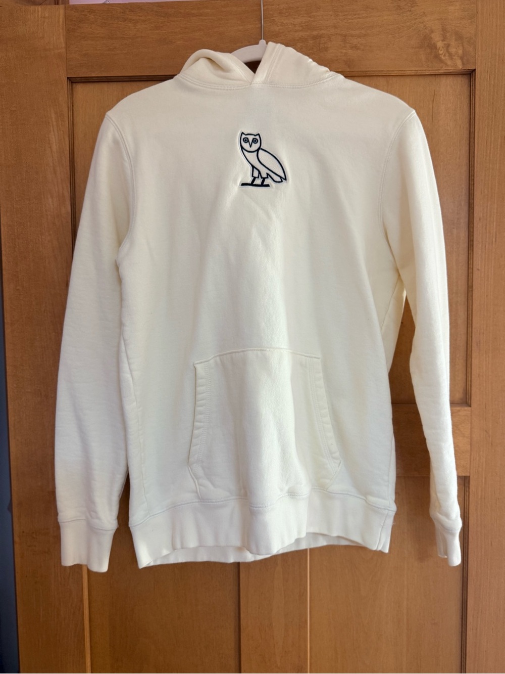 Men's OVO Cream Hoodie with Owl Embroidery